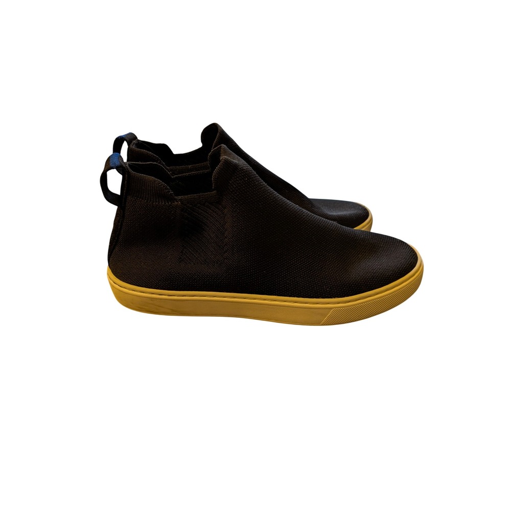 Rothy's Chelsea Boot Women 8 Black Knit Slip On Gum Sole Sneaker Ankle Shoes